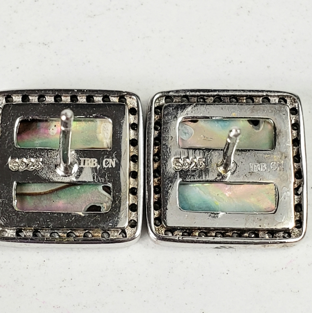 Abalone Shell CZ Sterling Silver earrings - Picture 5 of 5
